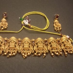 Gold Matte Fancy Lakshmi Devi Choker Set
